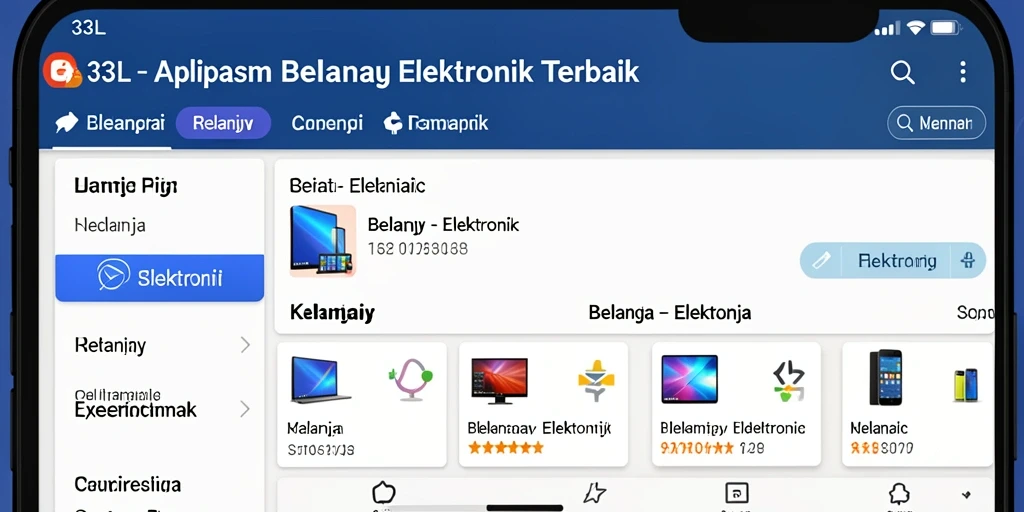 Tampilan antarmuka aplikasi 33L untuk belanja elektronik.