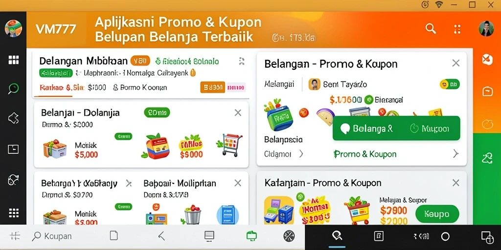 Antarmuka menarik dan user-friendly dari aplikasi Promo & Kupon VM777.